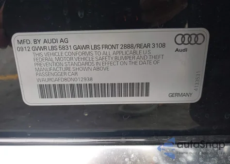 2013 Audi A8 L 3.0T from USA, damaged, VIN WAURGAFD8DN012938